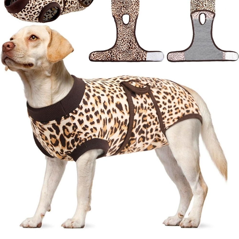 Kuoser Dog Surgery Recovery Suit, Recovery Suit for Female Male leopard print xs